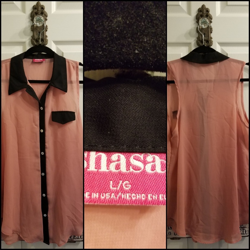 🌺 Stylish Pink & Black Shasa Sleeveless Top 🌺